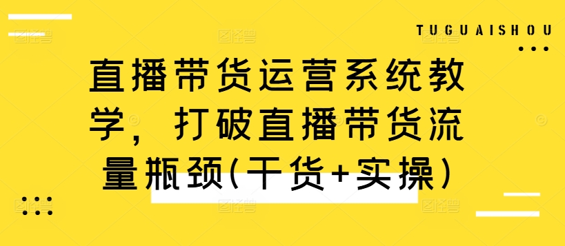 直播带货运营系统教学，打破直播带货流量瓶颈(干货+实操)-星河轻创