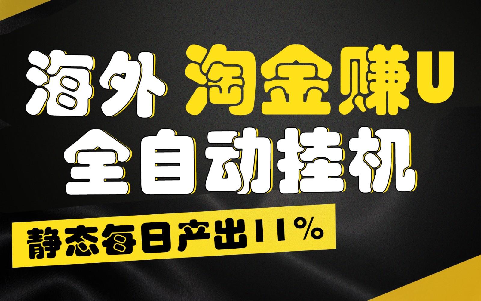 海外淘金赚U，全自动挂机，静态每日产出11%，拉新收益无上限，轻松日入1万+-星河轻创