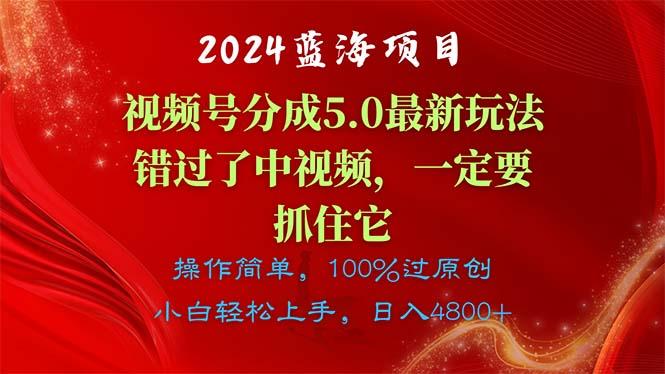 2024蓝海项目，视频号分成计划5.0最新玩法，错过了中视频，一定要抓住...-星河轻创