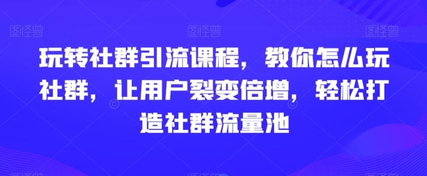 玩转社群引流课程，教你怎么玩社群，让用户裂变倍增，轻松打造社群流量池-星河轻创