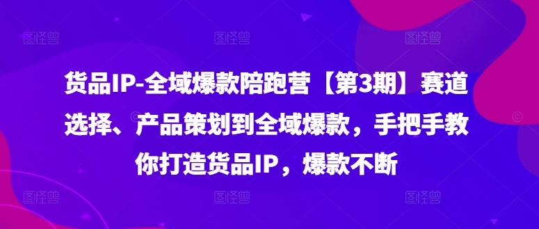 货品IP全域爆款陪跑营【第3期】赛道选择、产品策划到全域爆款，手把手教你打造货品IP，爆款不断-星河轻创