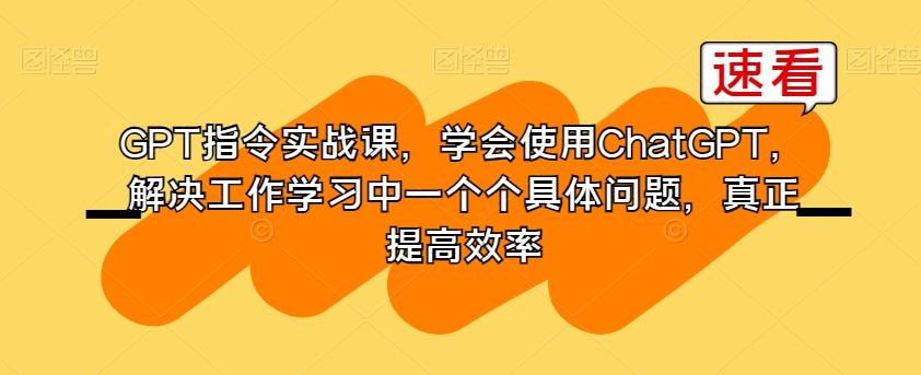 GPT指令实战课，学会使用ChatGPT，解决工作学习中一个个具体问题，真正提高效率-星河轻创