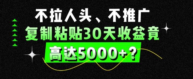 不拉人头、不推广，复制粘贴30天收益竟高达5000+？-星河轻创
