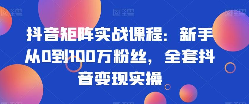 抖音矩阵实战课程：新手从0到100万粉丝，全套抖音变现实操-星河轻创