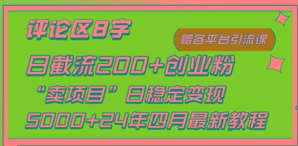 (9851期)评论区8字日载流200+创业粉  日稳定变现5000+24年四月最新教程！-星河轻创