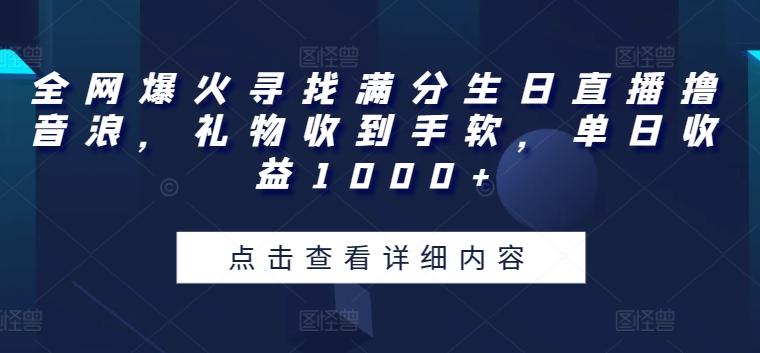 全网爆火寻找满分生日直播撸音浪，礼物收到手软，单日收益1000+【揭秘】-星河轻创