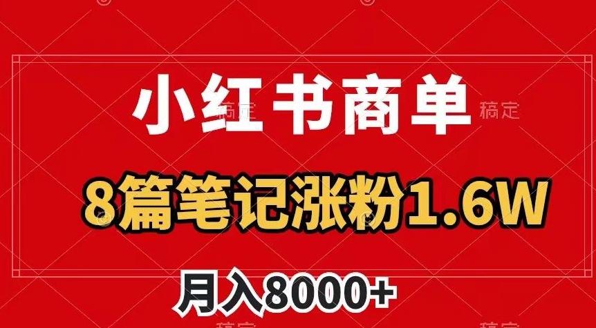 小红书商单最新玩法，8篇笔记涨粉1.6w，作品制作简单，月入8000+【揭秘】-星河轻创