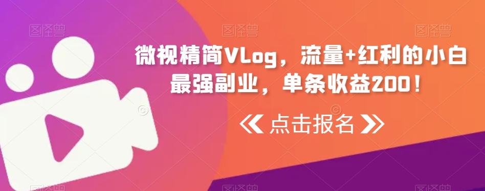 微视精简Vlog，流量+红利的小白最强副业，单条收益200！-星河轻创