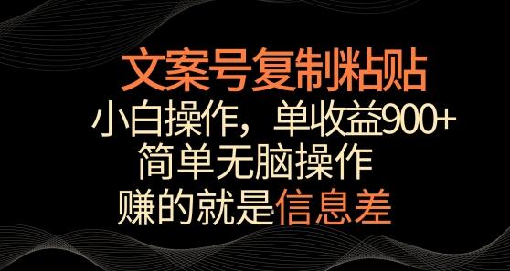 文案号掘金，简单复制粘贴，小白操作，单作品收益900+【揭秘】-星河轻创