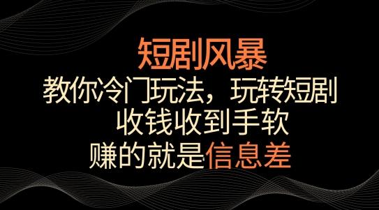 短剧风暴，教你冷门玩法，玩转短剧，收钱收到手软【揭秘】-星河轻创
