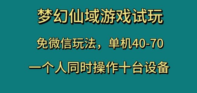 梦幻仙域游戏试玩,免微信玩法,单机40-70,一个人同时操作十台设备【揭秘】