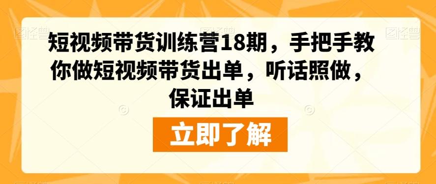 短视频带货训练营18期，手把手教你做短视频带货出单，听话照做，保证出单-星河轻创