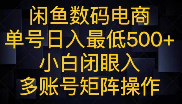 闲鱼数码电商，单号日入最低500+，小白闭眼入，多账号矩阵操作-星河轻创