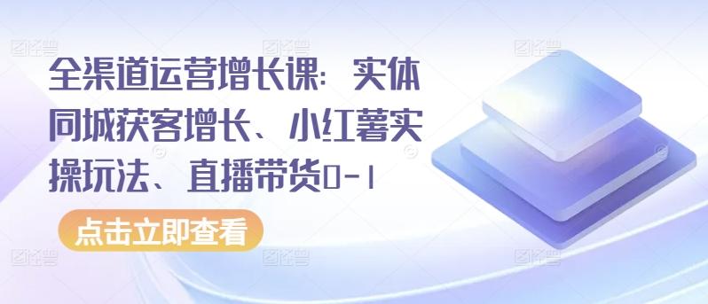全渠道运营增长课：实体同城获客增长、小红薯实操玩法、直播带货0-1-星河轻创