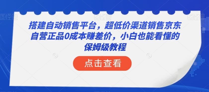 搭建自动销售平台，超低价渠道销售京东自营正品0成本赚差价，小白也能看懂的保姆级教程【揭秘】-星河轻创