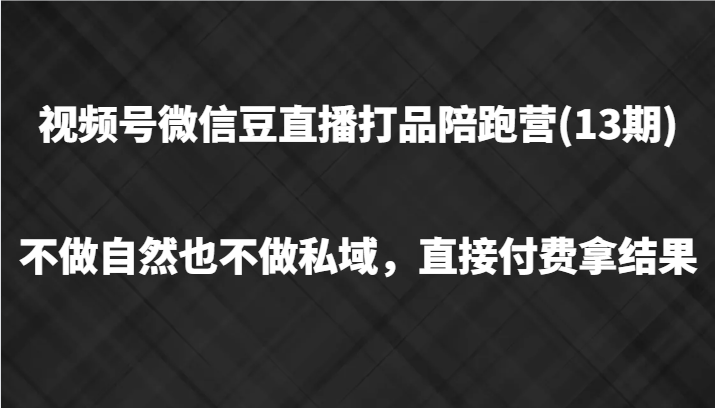 视频号微信豆直播打品陪跑(13期)，不做不自然流不做私域，直接付费拿结果-星河轻创