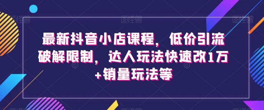 最新抖音小店课程，低价引流破解限制，达人玩法快速改1万+销量玩法等-星河轻创