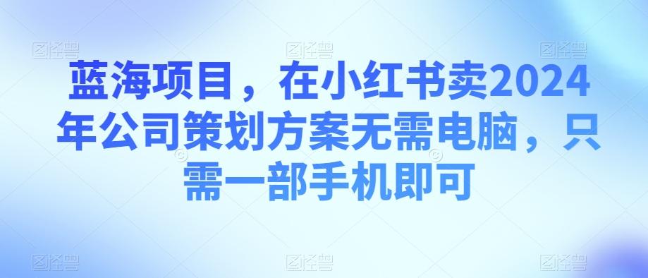 蓝海项目，在小红书卖2024年公司策划方案无需电脑，只需一部手机即可-星河轻创