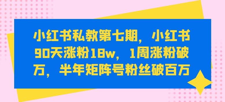 小红书私教第七期，小红书90天涨粉18w，1周涨粉破万，半年矩阵号粉丝破百万-星河轻创