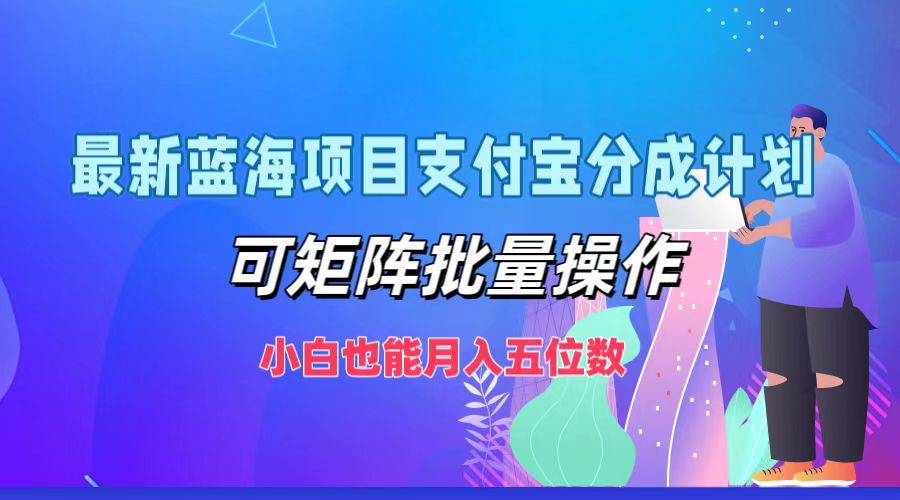 最新蓝海项目支付宝分成计划，可矩阵批量操作，小白也能月入五位数-星河轻创