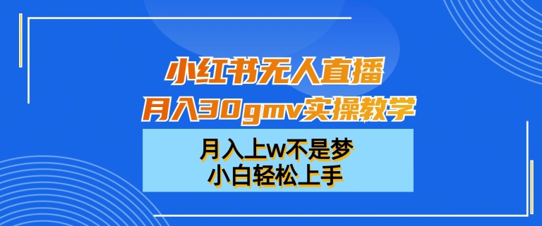 小红书无人直播月入30gmv实操教学，月入上w不是梦，小白轻松上手【揭秘】-星河轻创