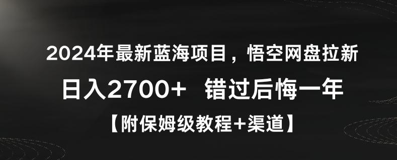 2024年最新蓝海项目，悟空网盘拉新，日入2700+错过后悔一年【附保姆级教程+渠道】【揭秘】-星河轻创