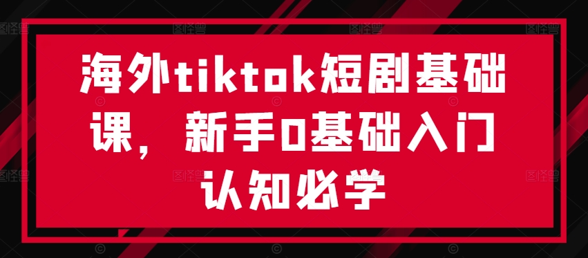 海外tiktok短剧基础课，新手0基础入门认知必学-星河轻创
