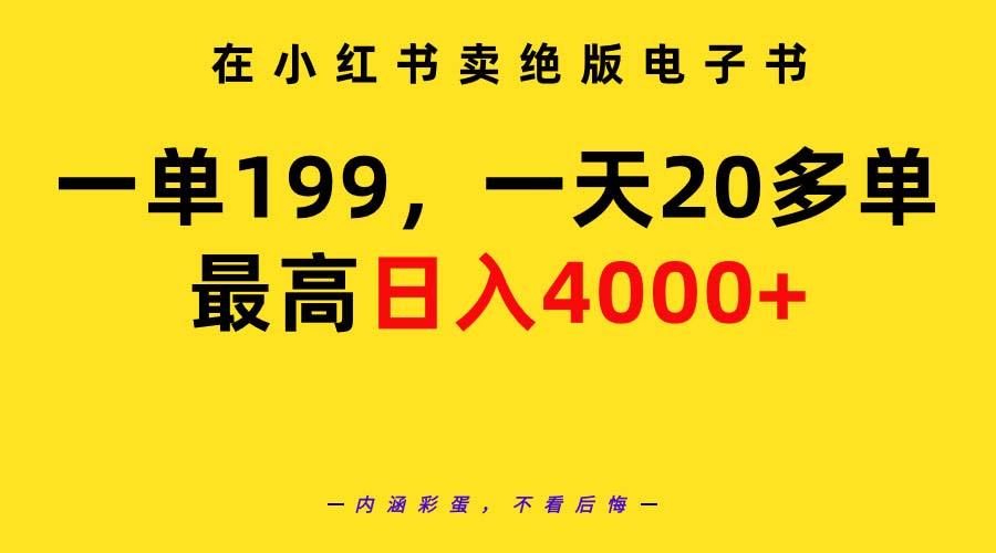 (9401期)在小红书卖绝版电子书，一单199 一天最多搞20多单，最高日入4000+教程+资料-星河轻创