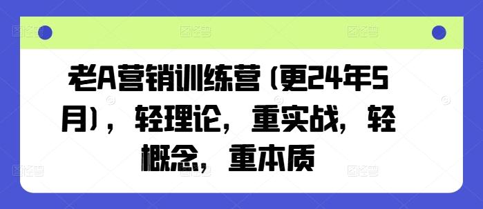 老A营销训练营(更24年6月)，轻理论，重实战，轻概念，重本质-星河轻创