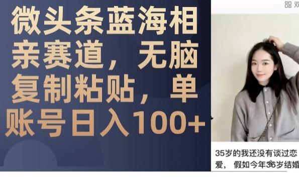 微头条蓝海相亲赛道，无脑复制粘贴，单账号日入100+-星河轻创