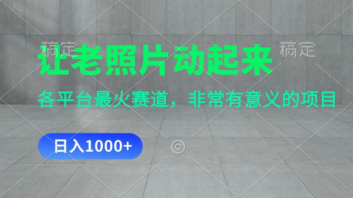 让老照片动起来，一天变现1000+，各平台最火赛道，看完就会-星河轻创