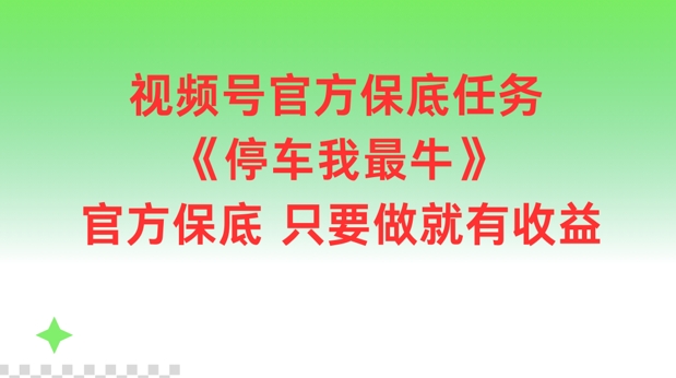 视频号官方保底任务，停车我最牛，官方保底只要做就有收益【揭秘】-星河轻创