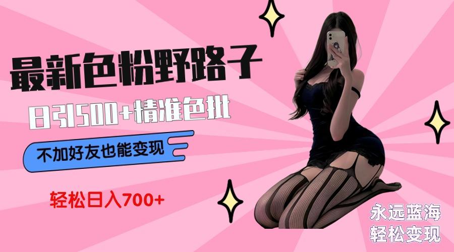 最新色粉变现野路子，日引500+老色批 可不加好友直接变现 小白轻松日入700+-星河轻创