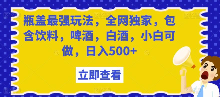 瓶盖最强玩法，全网独家，包含饮料，啤酒，白酒，小白可做，日入500+【揭秘】-星河轻创