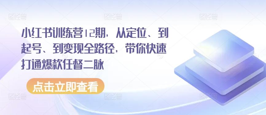 小红书训练营12期，从定位、到起号、到变现全路径，带你快速打通爆款任督二脉-星河轻创