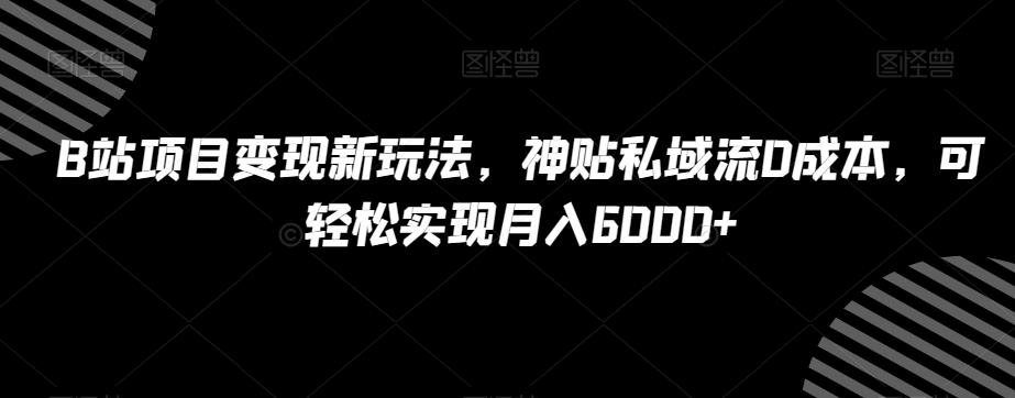 B站项目变现新玩法，神贴私域流0成本，可轻松实现月入6000+【揭秘】-星河轻创