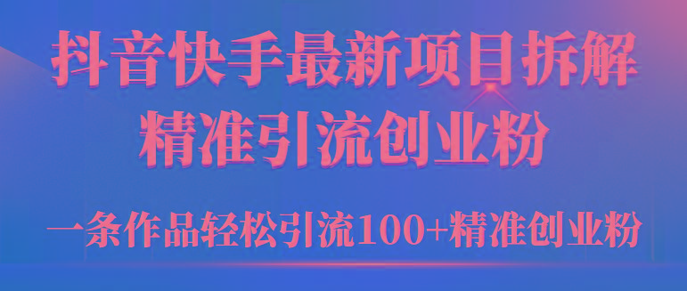 (9447期)2024年抖音快手最新项目拆解视频引流创业粉，一天轻松引流精准创业粉100+-星河轻创