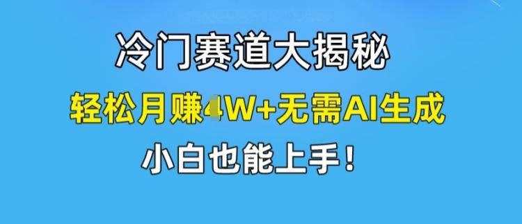 冷门赛道大揭秘，轻松月赚1W+无需AI生成，小白也能上手【揭秘】-星河轻创