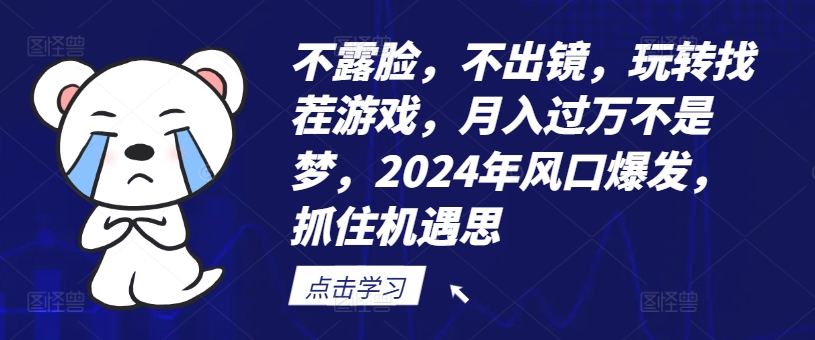 不露脸，不出镜，玩转找茬游戏，月入过万不是梦，2024年风口爆发，抓住机遇【揭秘】-星河轻创