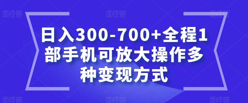 日入300-700+全程1部手机可放大操作多种变现方式【揭秘】-星河轻创