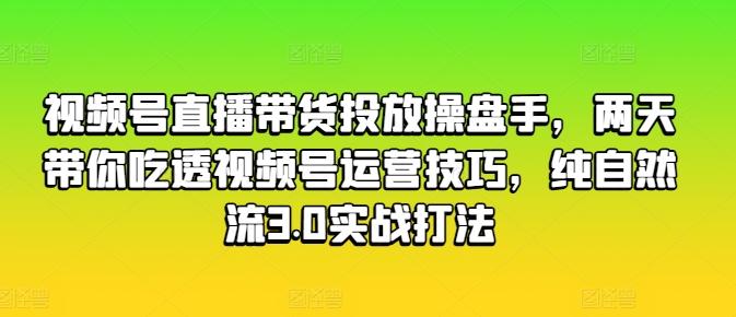 视频号直播带货投放操盘手，两天带你吃透视频号运营技巧，纯自然流3.0实战打法-星河轻创