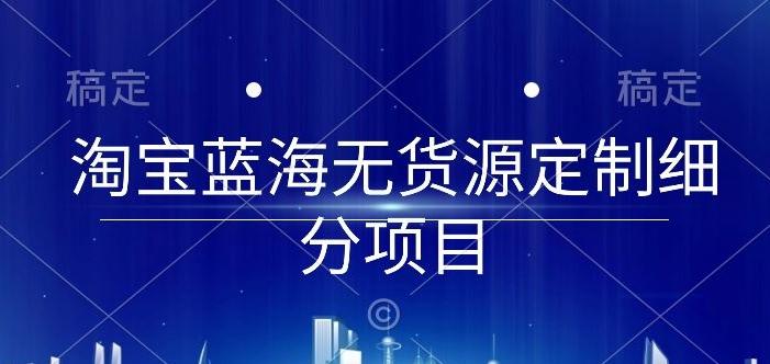 淘宝蓝海无货源定制细分项目，从0到起店实操全流程【揭秘】-星河轻创