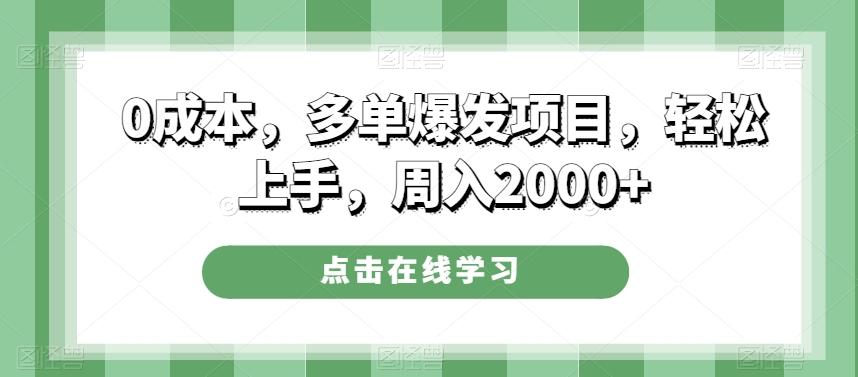 0成本，多单爆发项目，轻松上手，周入2000+-星河轻创