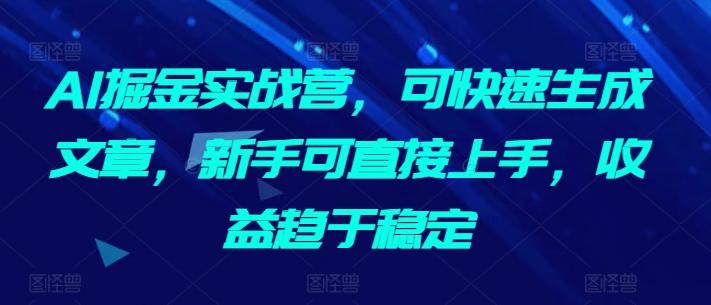 AI掘金实战营，可快速生成文章，新手可直接上手，收益趋于稳定-星河轻创