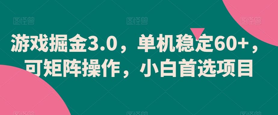 游戏掘金3.0，单机稳定60+，可矩阵操作，小白首选项目【揭秘】-星河轻创