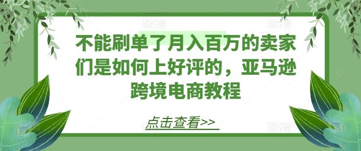 不能刷单了月入百万的卖家们是如何上好评的，亚马逊跨境电商教程-星河轻创