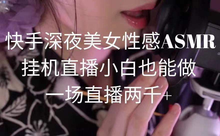 快手深夜美女性感ASMR挂机直播，小白也能做，一场直播两千+-星河轻创