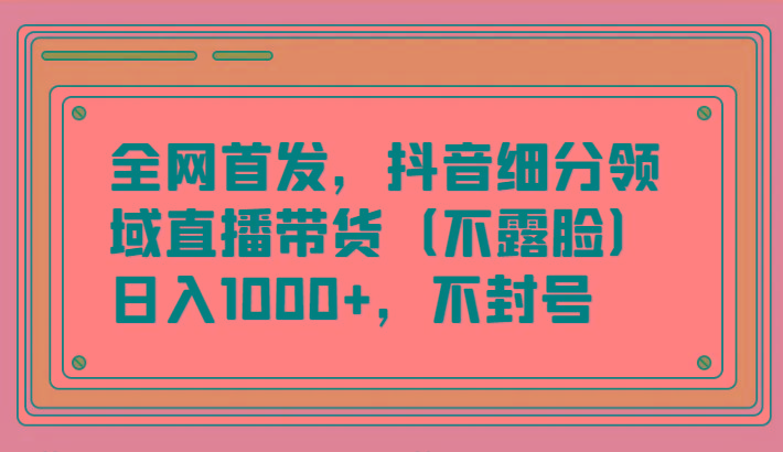 全网首发，抖音细分领域直播带货(不露脸)项目，日入1000+，不封号-星河轻创